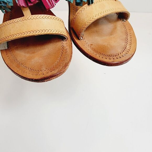 Antik Batik Youri Green Pink Yellow Tassled Sandals Size 39 Size 8.5 Bin2 - Picture 6 of 10